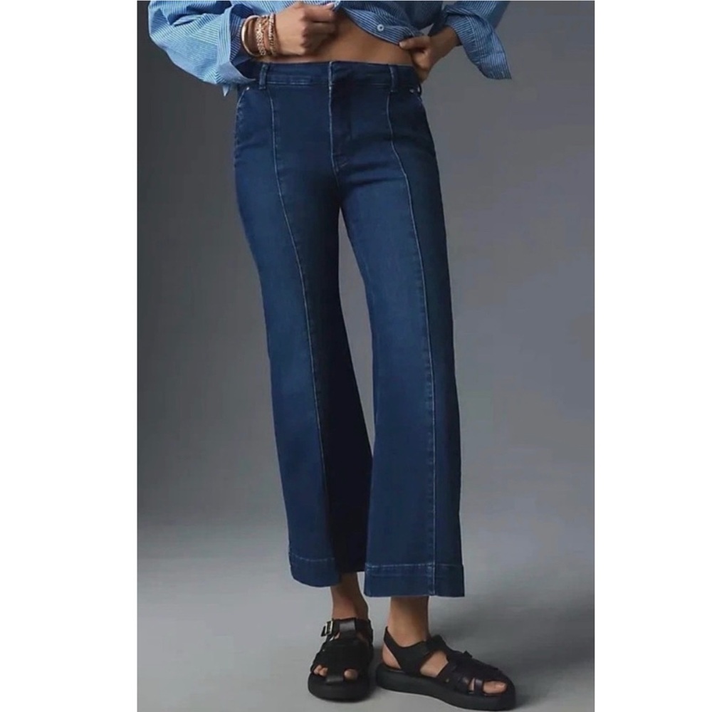 ANTHROPOLOGIE PILCRO High Rise Front Seam Flare Jeans Size 8 EUC